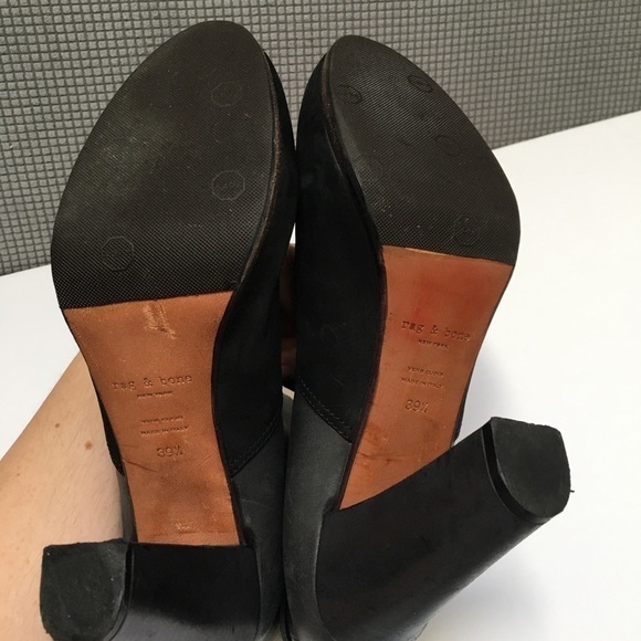 rag & bone Gray Leather Black Suede Heeled Booties - Picture 9 of 13